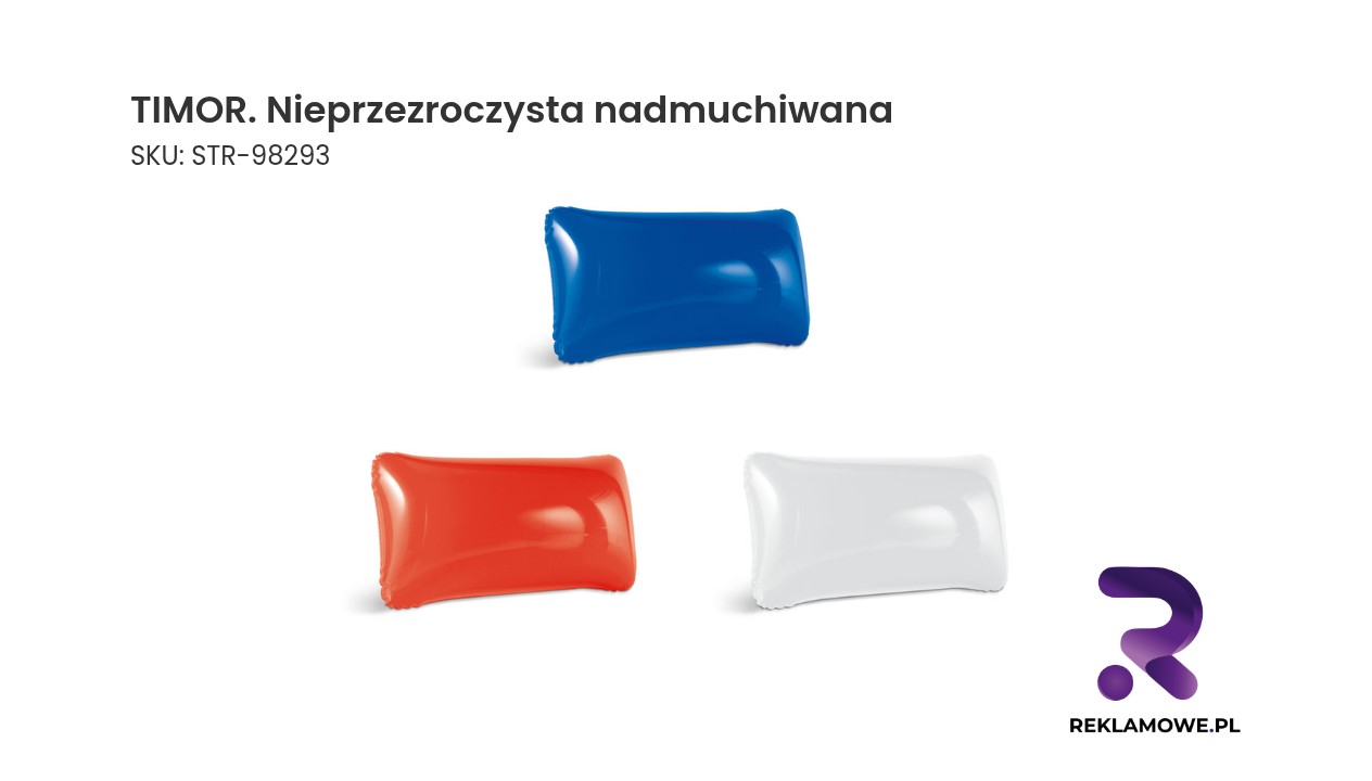 TIMOR. Nieprzezroczysta nadmuchiwana poduszka plażowa z PVC Nieprzezroczysta nadmuchiwana poduszka TIMOR