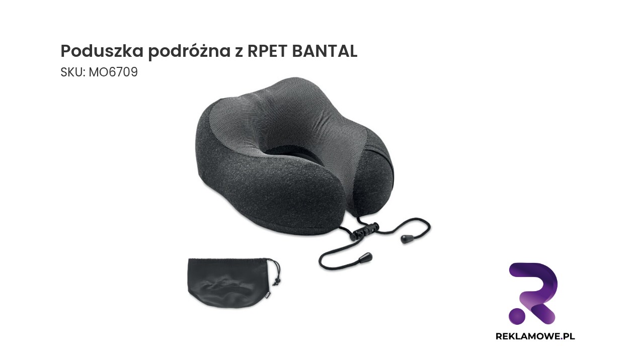 Poduszka podróżna z RPET BANTAL Poduszka podróżna z RPET BANTAL – ekologiczna poduszka podróżna do samolotu i samochodu